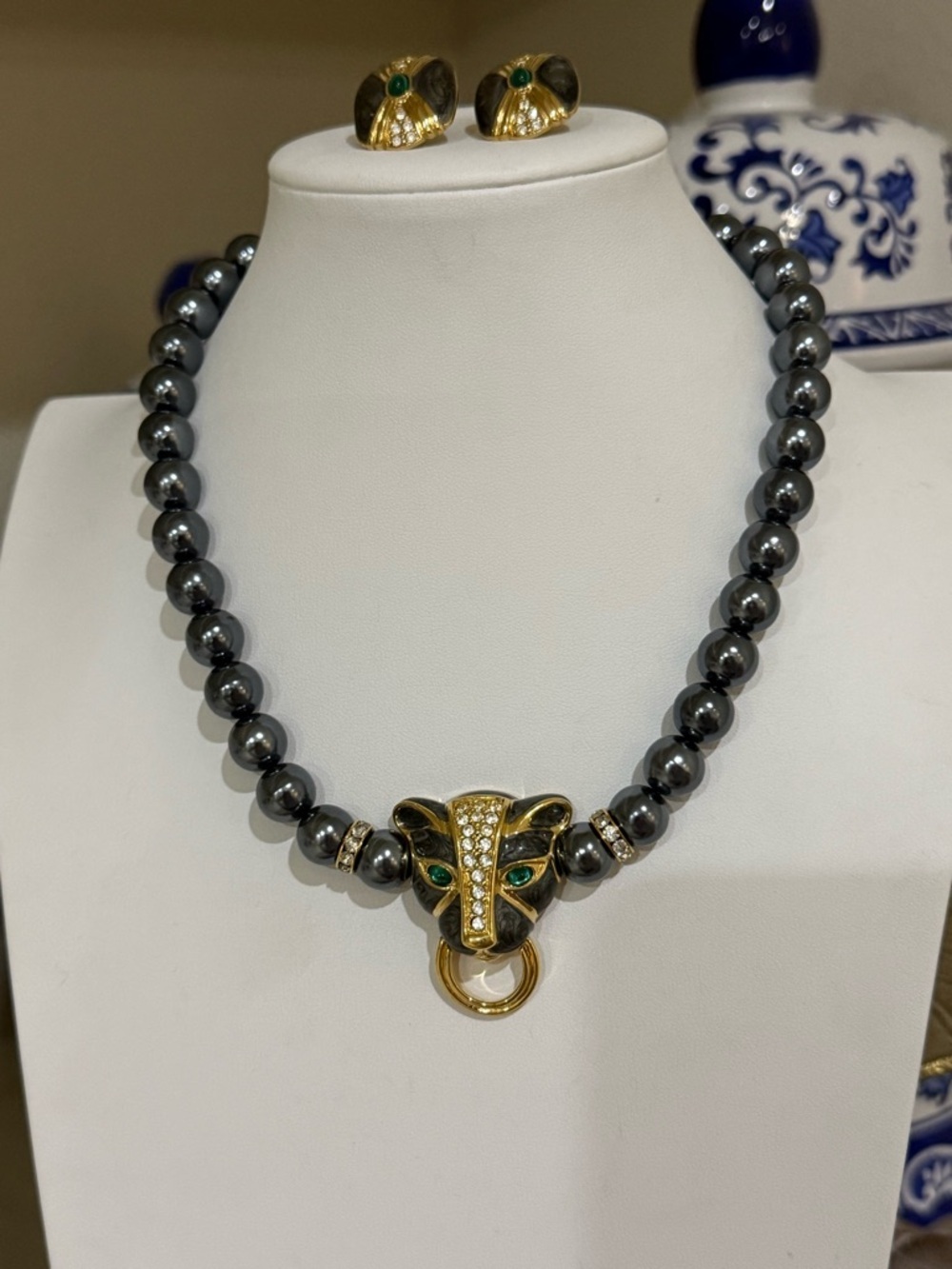 Vintage K.J.L. for Avon Panther Necklace and Matching Earrings